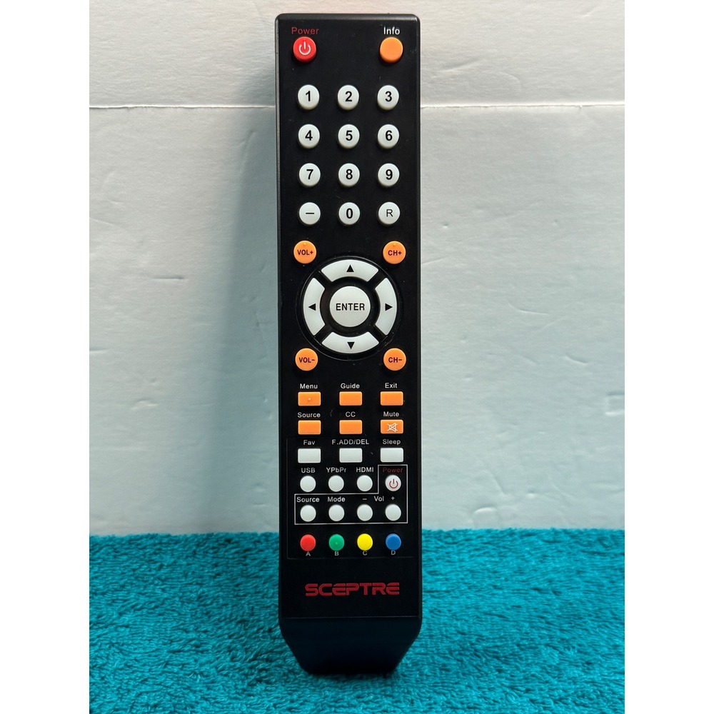 Sceptre TV Remote Control Replacement Black Orange Button